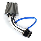 3 Inch Universal Car Cold Air Intake Filter Aluminum Induction Kit Pipe Hose System Silver