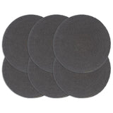 vidaXL Placemats 6 pcs Plain Dark Grey 38 cm Round Cotton