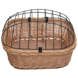 vidaXL Bike Front Basket with Cover 50x45x35 cm Natural Willow