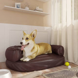 vidaXL Ergonomic Foam Dog Bed Brown 60x42 cm Faux Leather