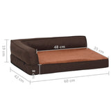 vidaXL Ergonomic Dog Bed Mattress 60x42 cm Linen Look Fleece Brown