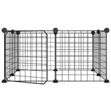 vidaXL 8-Panel Pet Cage with Door Black 35x35 cm Steel