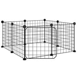 vidaXL 8-Panel Pet Cage with Door Black 35x35 cm Steel