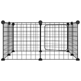 vidaXL 8-Panel Pet Cage with Door Black 35x35 cm Steel