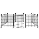 vidaXL 12-Panel Pet Cage with Door Black 35x35 cm Steel