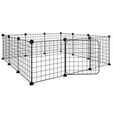 vidaXL 12-Panel Pet Cage with Door Black 35x35 cm Steel