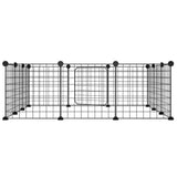 vidaXL 12-Panel Pet Cage with Door Black 35x35 cm Steel