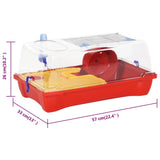 vidaXL Hamster Cage Red 57x33x26 cm Polypropylene