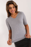 grey - Short sleeve sweater model 199185 Factory Price