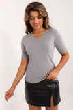 grey - Short sleeve sweater model 199185 Factory Price