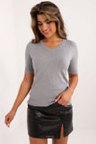 grey - Short sleeve sweater model 199185 Factory Price