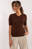 brown - Short sleeve sweater model 199187 Factory Price