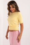 yellow - Short sleeve sweater model 199191 Factory Price