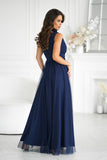 navy blue - Long dress model 199330 Bicotone