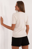 beige - Short sleeve sweater model 200406 Factory Price