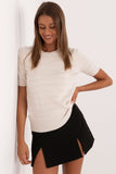 beige - Short sleeve sweater model 200406 Factory Price