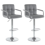 2pcs 60-80cm 6 Checks Round Cushion Armrest Bar Stool Gray