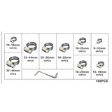 101 Pcs Assorted Stainless Steel Hose Clamp Kit With No Driver Jubilee Clips Set