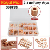 300Pcs Copper Diesel Injector Washers Fuel Set Seal Rings Assortment Kit UK