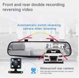 4.3"Dual Lens HD Car DVR Dash Cam Front and Rear Mirror Camera Video Recorder UK