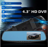 4.3"Dual Lens HD Car DVR Dash Cam Front and Rear Mirror Camera Video Recorder UK