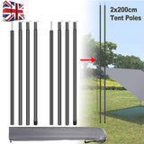 2x200cm Tent Poles Universal Telescopic Adjustable Steel Awning Canopy Tarp Pole