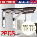 2Pcs Heavy Duty L Shaped Angle Shelf Brackets Support Stainless Wall Mounted