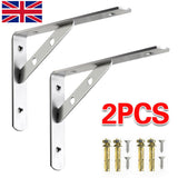 2Pcs Heavy Duty L Shaped Angle Shelf Brackets Support Stainless Wall Mounted