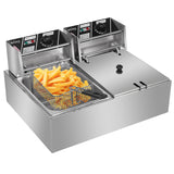【Old Code-34568414】ZOKOP EH82 2500W 220-240V 12.7QT/12L Stainless Steel Double Cylinder Electric Fryer UK Plug