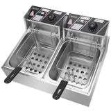 【Old Code-34568414】ZOKOP EH82 2500W 220-240V 12.7QT/12L Stainless Steel Double Cylinder Electric Fryer UK Plug