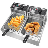 【Old Code-34568414】ZOKOP EH82 2500W 220-240V 12.7QT/12L Stainless Steel Double Cylinder Electric Fryer UK Plug