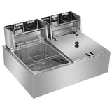 【Old Code-34568414】ZOKOP EH82 2500W 220-240V 12.7QT/12L Stainless Steel Double Cylinder Electric Fryer UK Plug