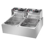 【Old Code-34568414】ZOKOP EH82 2500W 220-240V 12.7QT/12L Stainless Steel Double Cylinder Electric Fryer UK Plug
