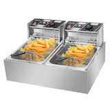 【Old Code-34568414】ZOKOP EH82 2500W 220-240V 12.7QT/12L Stainless Steel Double Cylinder Electric Fryer UK Plug