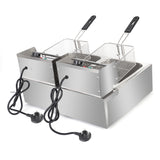 【Old Code-34568414】ZOKOP EH82 2500W 220-240V 12.7QT/12L Stainless Steel Double Cylinder Electric Fryer UK Plug