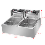 【Old Code-34568414】ZOKOP EH82 2500W 220-240V 12.7QT/12L Stainless Steel Double Cylinder Electric Fryer UK Plug