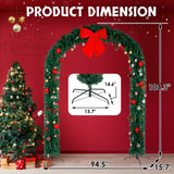 240*40*265cm  PVC Christmas Arch with Ornaments Holiday Arch Decoration Green