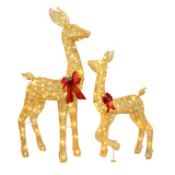 2-Piece Lighted Christmas Deer Family, Outdoor Yard Decoration Set with 210 LEDs Warm White Light, Gold