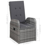 vidaXL 3 Piece Garden Dining Set with Cushions Grey Poly Rattan