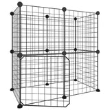 vidaXL 12-Panel Pet Cage with Door Black 35x35 cm Steel