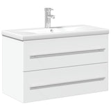 vidaXL Bathroom Sink Cabinet with Built-in Basin White