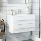 vidaXL Bathroom Sink Cabinet with Built-in Basin White