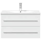 vidaXL Bathroom Sink Cabinet with Built-in Basin White