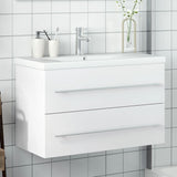 vidaXL Bathroom Sink Cabinet with Built-in Basin White