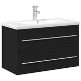 vidaXL Bathroom Sink Cabinet with Built-in Basin Black