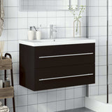 vidaXL Bathroom Sink Cabinet with Built-in Basin Black