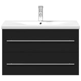 vidaXL Bathroom Sink Cabinet with Built-in Basin Black