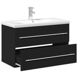 vidaXL Bathroom Sink Cabinet with Built-in Basin Black