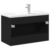 vidaXL Bathroom Sink Cabinet with Built-in Basin Black