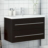 vidaXL Bathroom Sink Cabinet with Built-in Basin Black